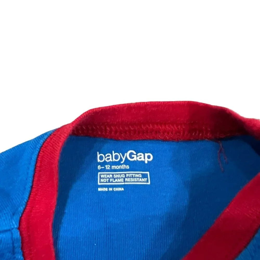 Baby Gap 6-12m Blue Reindeer Christmas Pajamas